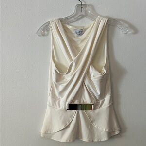 Bebe Ivory Drape Top with Metallic Accent